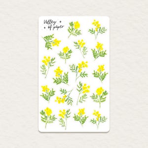 Foglio di adesivi "Mimosa in fiore" per bullet journal, scrapbooking, art journal, creazione di biglietti