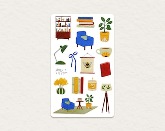 "Camille's Reading Corner" sticker sheet for bullet journaling, scrapbooking, art journaling, card making