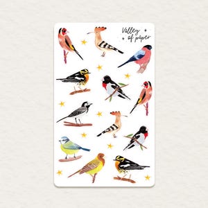Feuille d'autocollants « Le chant des oiseaux » pour bullet journal, scrapbooking, art journal, carterie