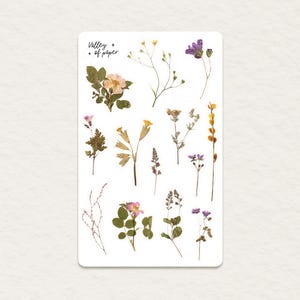 Feuille d'autocollants « Le temps des fleurs » pour bullet journal, scrapbooking, art journal, carterie