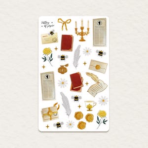Feuille d'autocollants « La plume à potins  » - Collection « Elégance royale »  pour bullet journal, scrapbooking, art journal, carterie