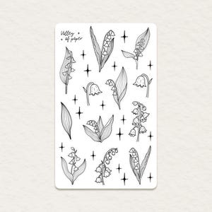 Feuille d'autocollants « Brins de muguet » pour bullet journal, scrapbooking, art journal, carterie
