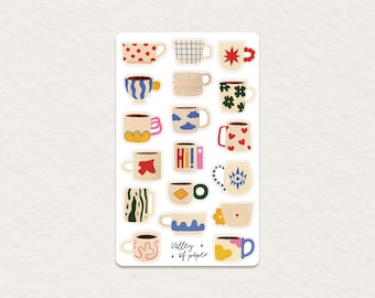 "Creative Cups" sticker sheet for bullet journaling, scrapbooking, art journaling, card making