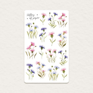 „Bleuet“ Stickerbogen für Bullet Journal, Scrapbooking, Art Journal, Kartengestaltung