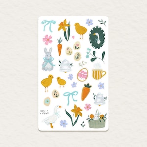 Feuille d'autocollants « Pâques en fête » pour bullet journal, scrapbooking, art journal, carterie