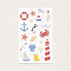 Feuille d'autocollants « L'air marin » pour bullet journal, carnet, penpal, recette