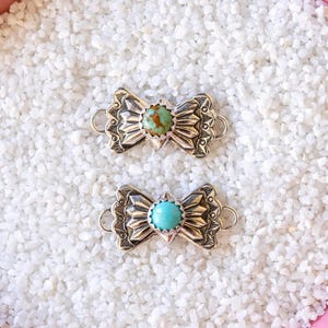 2 Butterfly Concho Connectors W/ Kingman Turquoise,  Permanent Jewelry, Western Connectors, Charms