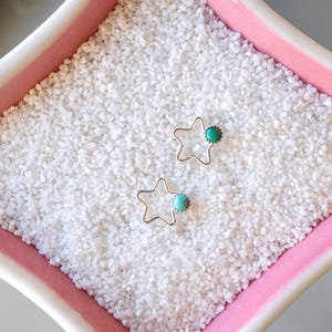 2 Gold Filled Star w/ 4mm Kingman Turquoise, Permanent Jewelry, Western Connectors