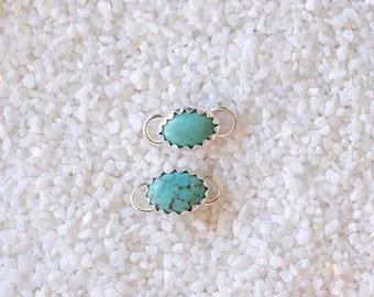 3 Pack-5x7mm Genuine Kingman Turquoise Connector, Permanent Jewelry, Western Connector, Western Charms