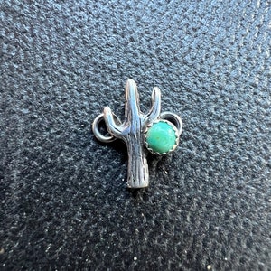 Sterling Silver Saguaro Cactus Connector with Kingman Turquoise (2 pc)