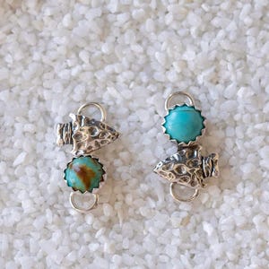 2 Sterling Silver Arrowhead W/ 5mm Genuine Turquoise Connectors, Permanent Jewelry, Western Connectors
