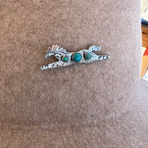 1 Sterling Silver Horse Hat Pin W/ Genuine Turquoise