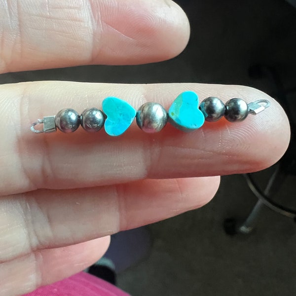 Desert Pearl Connectors w/ Genuine Kindman Turquoise Hearts.