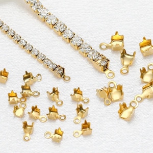 10 Pack Stainless Steel CZ Chain Connectors, Silver & Gold, Permanent Jewelry,