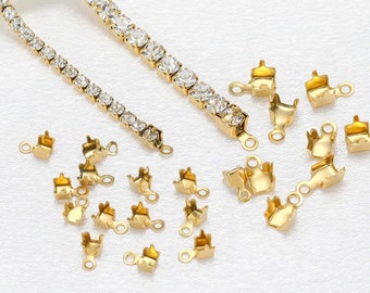 10 Pack Stainless Steel CZ Chain Connectors, Silver & Gold, Permanent Jewelry,