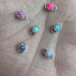 2 Opal Connectors 4mm, Permanent Jewelry, Western Connectors, Sterling Silver Connector