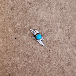 Sterling Silver Mini Lightning Bolt Hat Pin W/ Genuine Turquoise