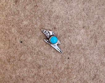 Sterling Silver Cross Hat Pin W/ Genuine Turquoise - Etsy display picture 2