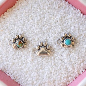 2 Sterling Silver Paw Connectors with Kingman Turquoise
