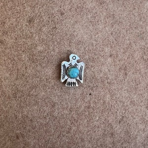 Sterling Silver Thunderbird Hat Pin W/ Genuine Turquoise