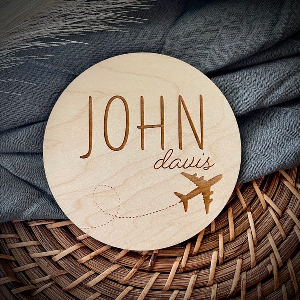 Wooden airplane baby name announcement sign| airplane theme| personalized | hospital prop| baby announcement |Airforce baby