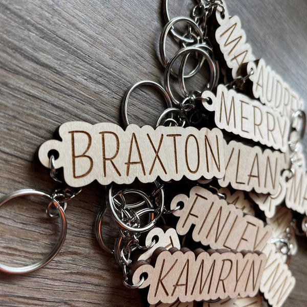 Wooden name keychain | bridal party gift | wedding favors | keychain | personalized keychain | groomsmen| classroom gifts
