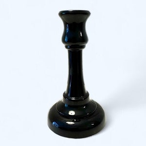 Vintage One Single Black Glass Tapered Candle Holder Decorative Decor Dining