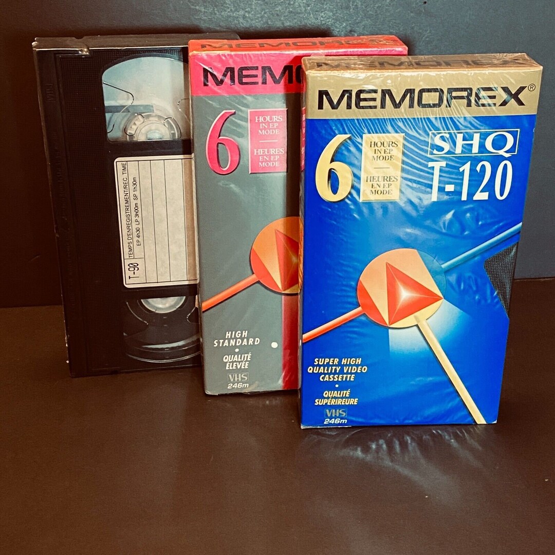 3 NEW Vintage VHS Blank Tapes Sealed Memorex 120 Min 6 Hours Recording
