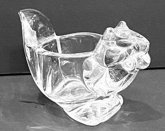 Vintage Avon Clear Glass Squirrel Tea Light Votive Candle Holder Collectible