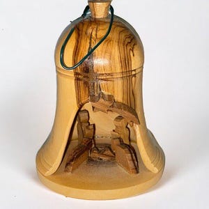 Christmas Ornament Wooden Holy Nativity Scene Hand carved Boho Eclectic Decor Olive Wood*READ USA BUYERS*