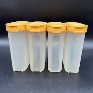 VTG Tupperware Modular Mates Spice Keeper Shaker Containers Yellow set of 4 *USA Buyers Read*