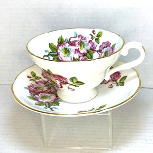 Vintage Stanley Fine Bone China England Tea Cup and Saucer Pink Flowers