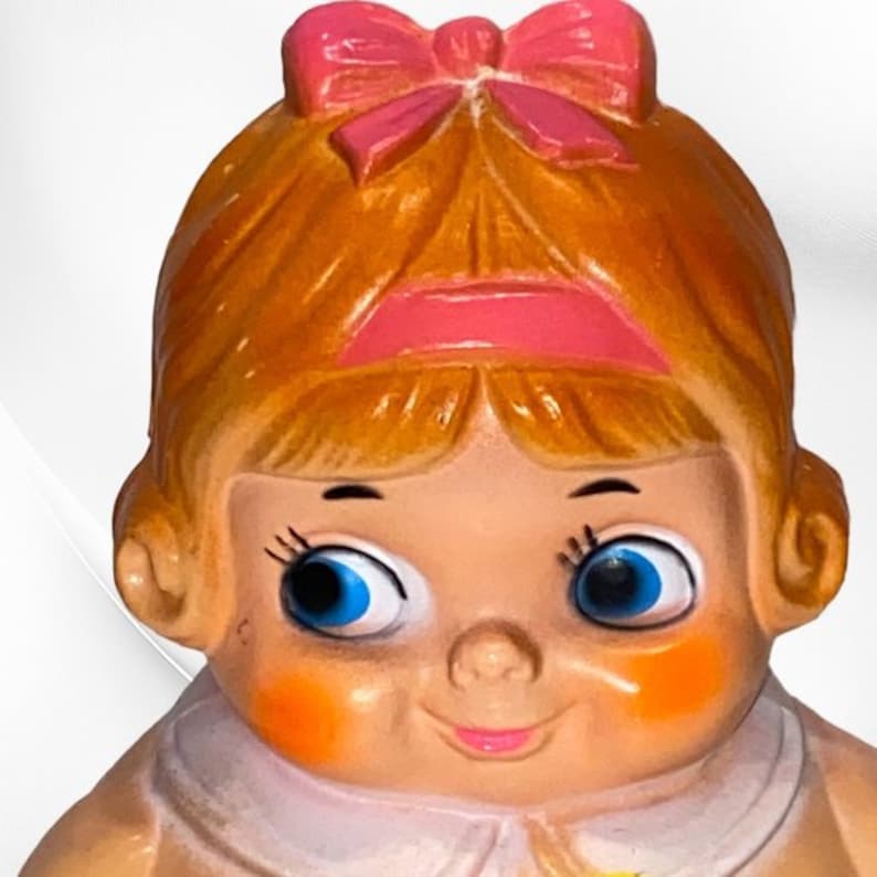 RARE Vintage Early 1970s Roly-poly Toy Doll Girl Bird Flowers Plastic ...