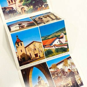 Livre photo couleur vintage 21 Missions religieuses Californie USA Livret souvenir