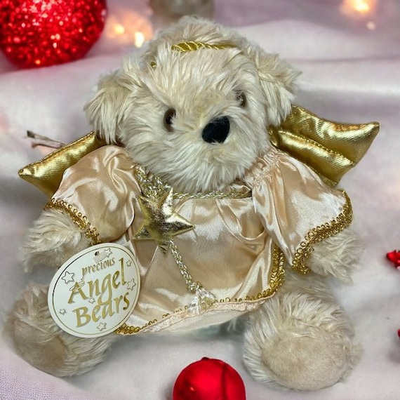 Vintage Christmas Plush 1994 Joelson Soft Beige Teddy Bear Angel