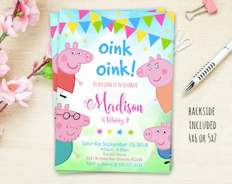 peppa pig invitation etsy