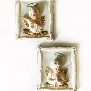 Vintage Chalkware Angel Plaques