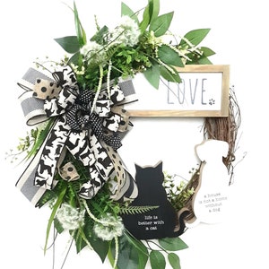 Pet Lover Grapevine Wreath: Cat & Dog Silhouette Decor,  Pet Owner Gift