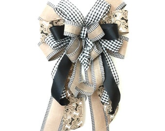 Dog Farmhouse Bow: Burlap & Gingham Everyday Ribbon Decor