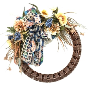 Fall Floral Wreath, Fall Decor with Sunflowers and Berries, Handcrafted Fall Wreath, Fall Sunflower Wreath, Fall Welcome Wreath, Fall Floral