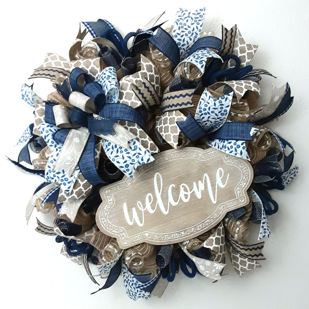 Farmhouse Welcome Wreath, Farmhouse Wall Decor, Everyday Wreath ...