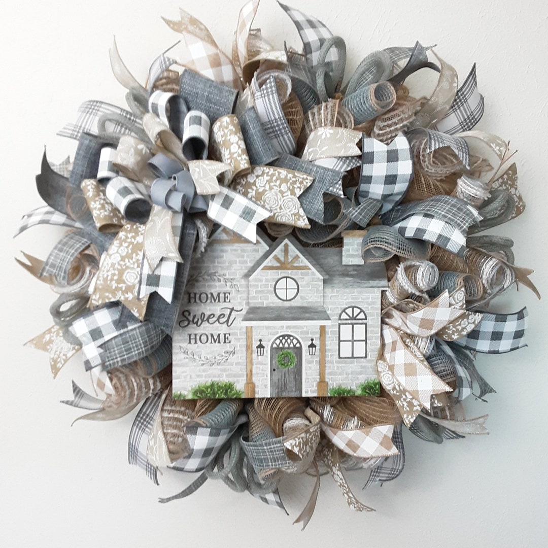 Home Sweet Home Wreath, Farmhouse Welcome Wreath, Home Wreath, Everyday ...