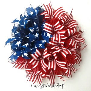 Patriotic Wreath, Flag Wreath, Stars and Stripes Wreath, Patriotic Ribbon Wreath, Americana Wreath, American Flag Wreath, Military Wreath image 8