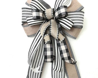 Farmhouse Everyday Bow: Buffalo Plaid Burlap Wreath Decor