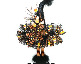 Candy Corn Witch Hat, Witch Hat Wreath, Witch Hat, Halloween Wreath, Halloween Decor, Candy Corn Wreath, Witch Hat Door Hanger, Witch Wreath