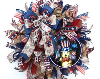 Patriotic Dog Wreath, Patriotic Welcome Wreath, Summer Patriotic Wreath, Patriotic Front Door Wreath, Americana Wreath, Patriotic Wall Decor