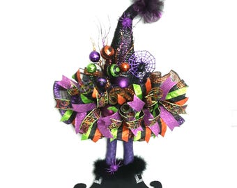 Corona de sombrero de bruja de Halloween, colgador de puerta de telaraña brillante, puerta principal de Halloween, decoración de bruja espeluznante