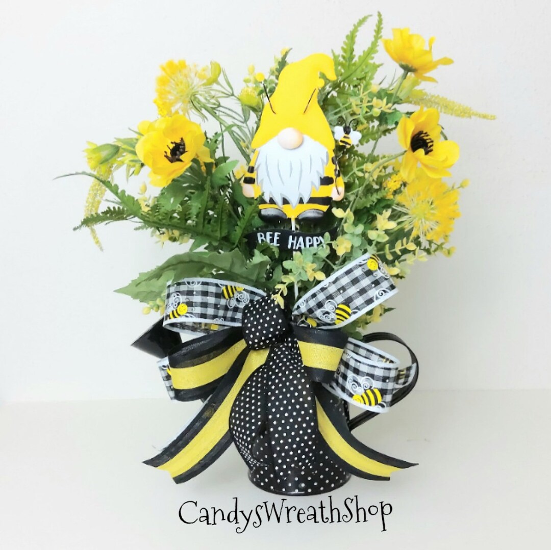 Spring Bee Centerpiece, Gnome Floral Centerpiece, Spring Bee Floral ...