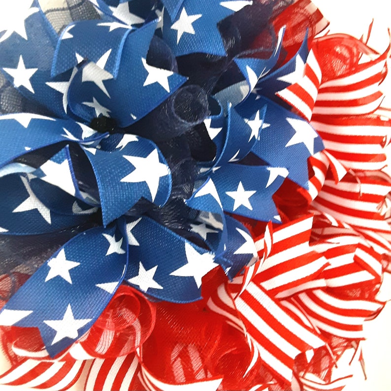 Patriotic Wreath, Flag Wreath, Stars and Stripes Wreath, Patriotic Ribbon Wreath, Americana Wreath, American Flag Wreath, Military Wreath image 2