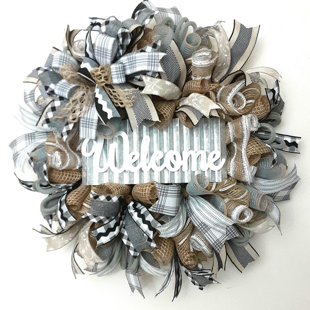 Farmhouse Welcome Wreath, Farmhouse Wall Decor, Everyday Wreath ...